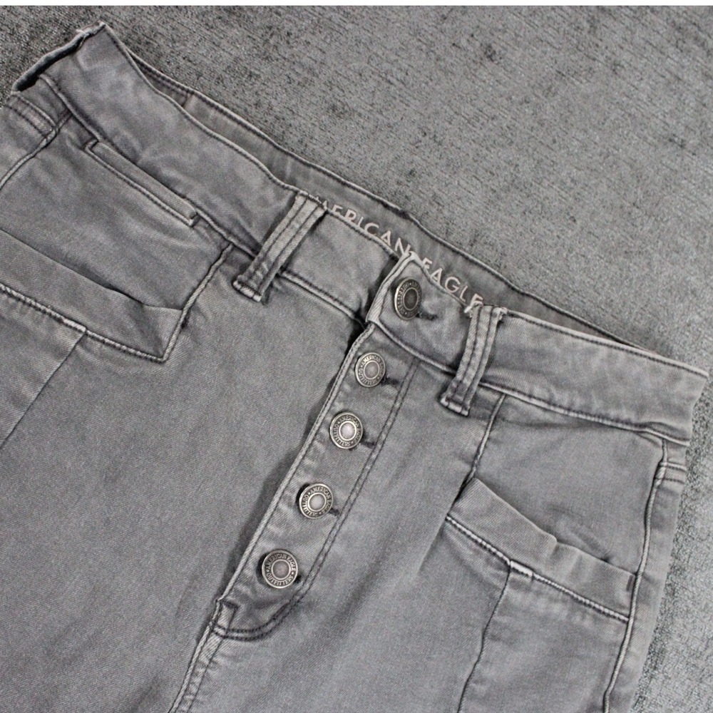 American Eagle Ne(x)t Level Stretch Gray Button Fly Skinny Jeans Womens 12 Long